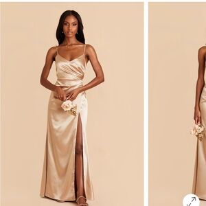 Catherine Shiny Satin Dress - Gold - S